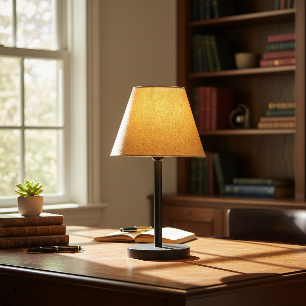 Black Bedside Lamp with Fabric Shade Minimalist Lamp for Bedroom, Living Room & Office – Warm Ambient Nightstand Light(Flex) - Image 3