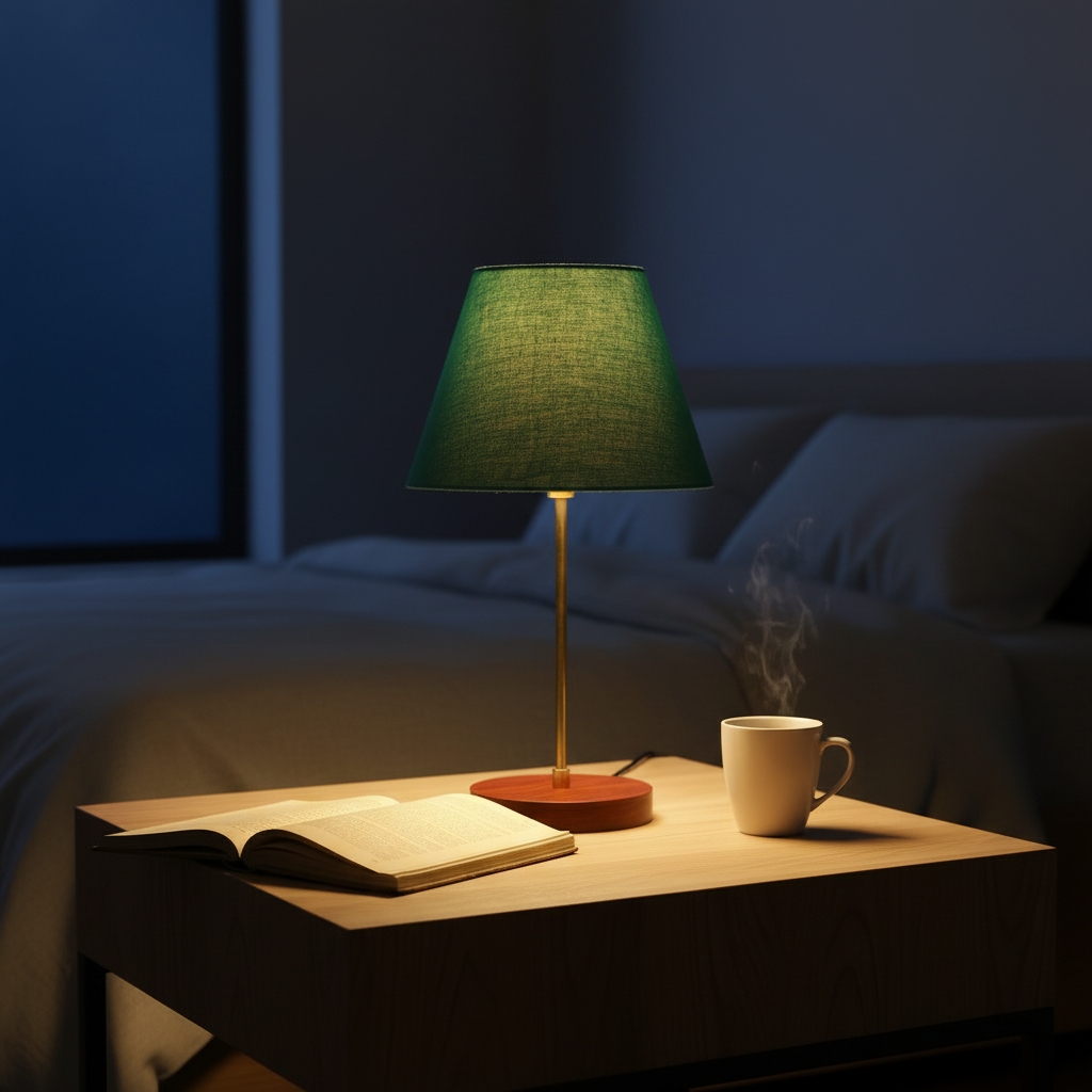 Decorative Brown Table Lamp with Conical Shade – Stylish Bedside & Reading Lamp for Home Décor(Teal) - Image 9