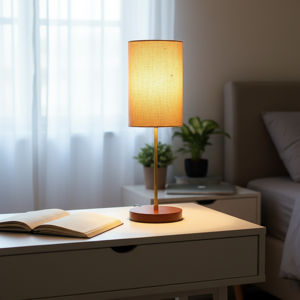 Decorative Brown Table Lamp with Cylinder Shade – Stylish Bedside & Reading Lamp for Home Décor(Premium Jute) - Image 6