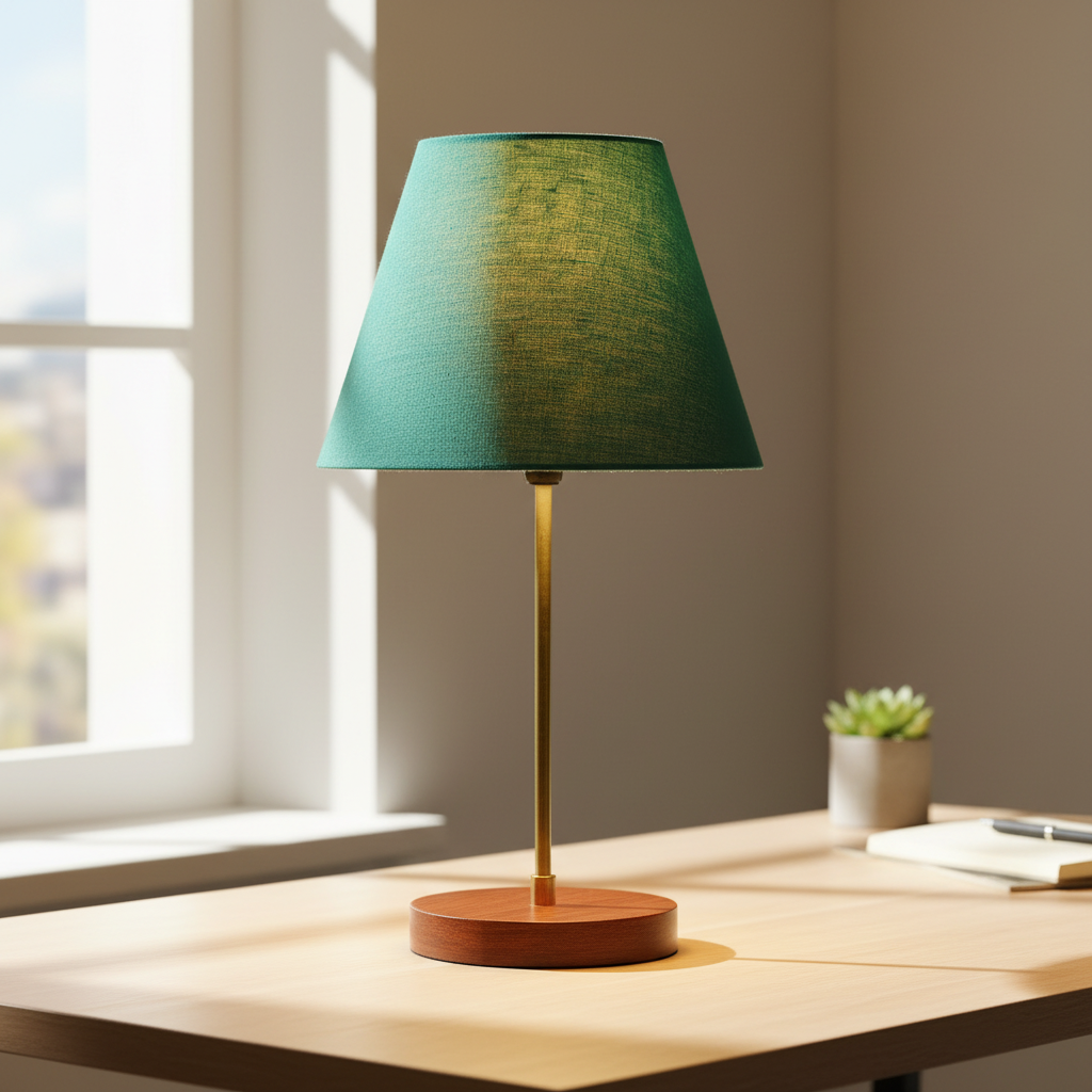 Decorative Brown Table Lamp with Conical Shade – Stylish Bedside & Reading Lamp for Home Décor(Teal) - Image 6