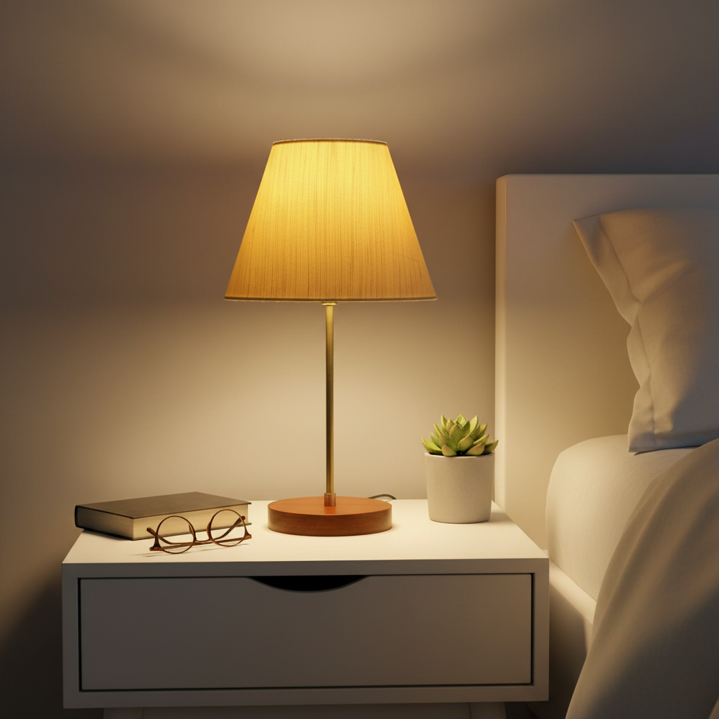 Decorative Brown Table Lamp with Conical Shade – Stylish Bedside & Reading Lamp for Home Décor(Cream Texture) - Image 6