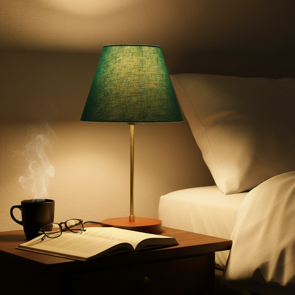 Decorative Brown Table Lamp with Conical Shade – Stylish Bedside & Reading Lamp for Home Décor(Teal) - Image 2