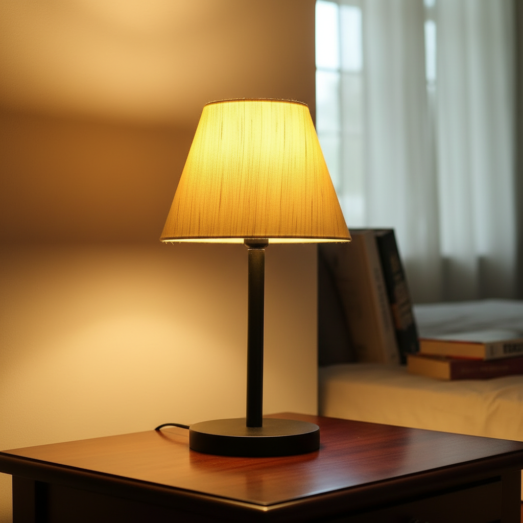 Black Bedside Lamp with Fabric Shade Minimalist Lamp for Bedroom, Living Room & Office – Warm Ambient Nightstand Light(Cream Texture) - Image 3