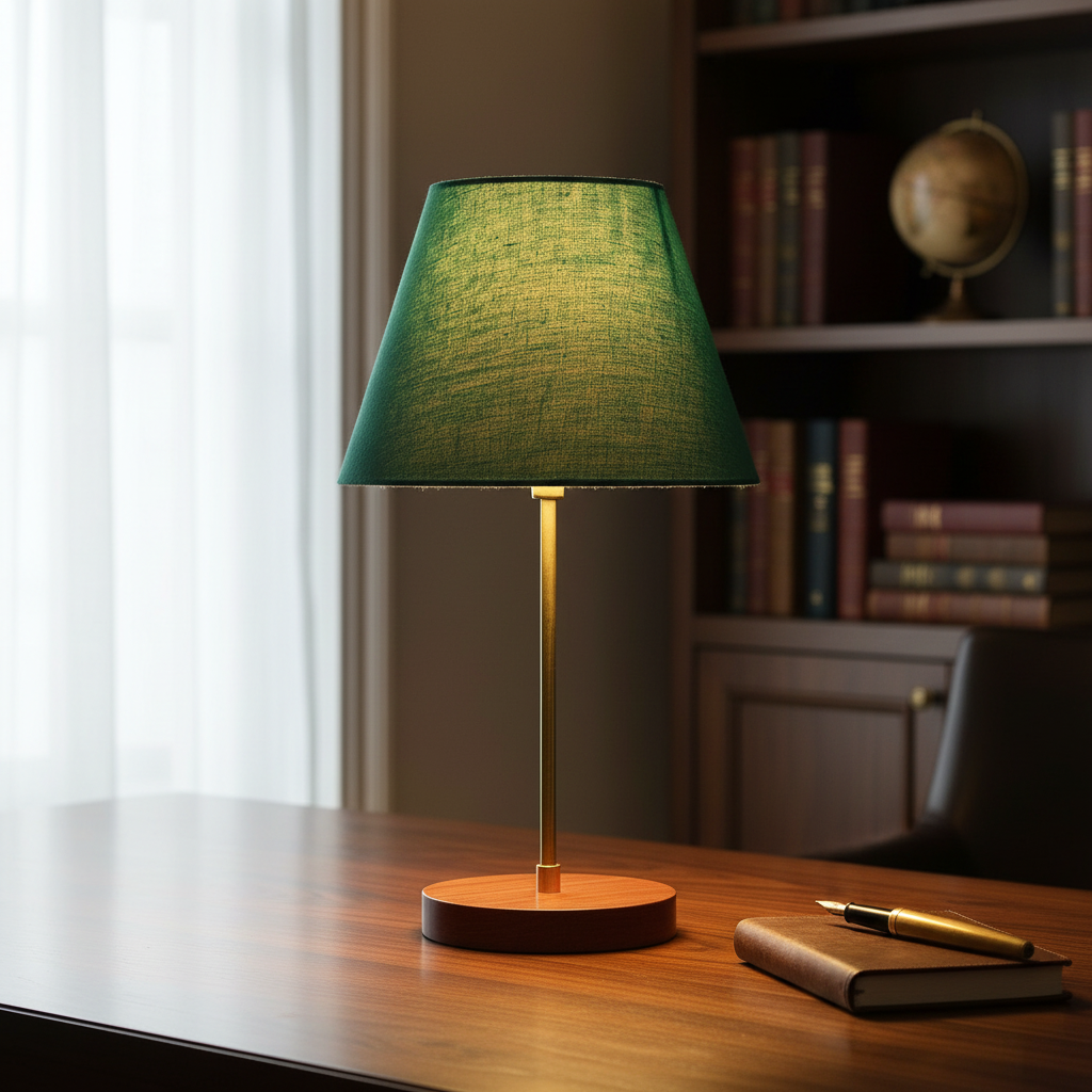 Decorative Brown Table Lamp with Conical Shade – Stylish Bedside & Reading Lamp for Home Décor(Teal) - Image 8