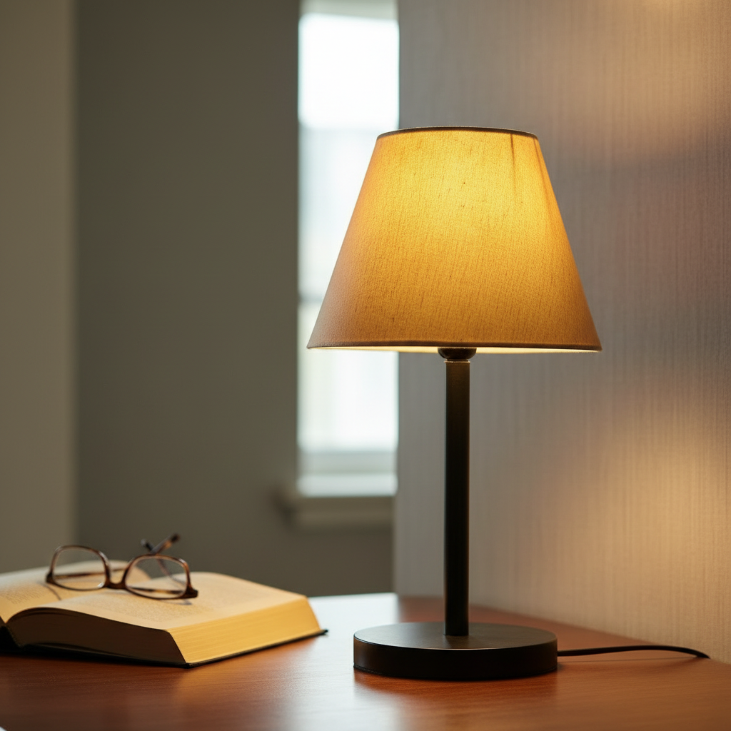 Black Bedside Lamp with Fabric Shade Minimalist Lamp for Bedroom, Living Room & Office – Warm Ambient Nightstand Light(Flex) - Image 9