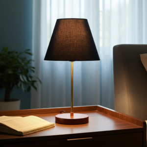 Decorative Brown Table Lamp with Conical Shade – Stylish Bedside & Reading Lamp for Home Décor(Black)