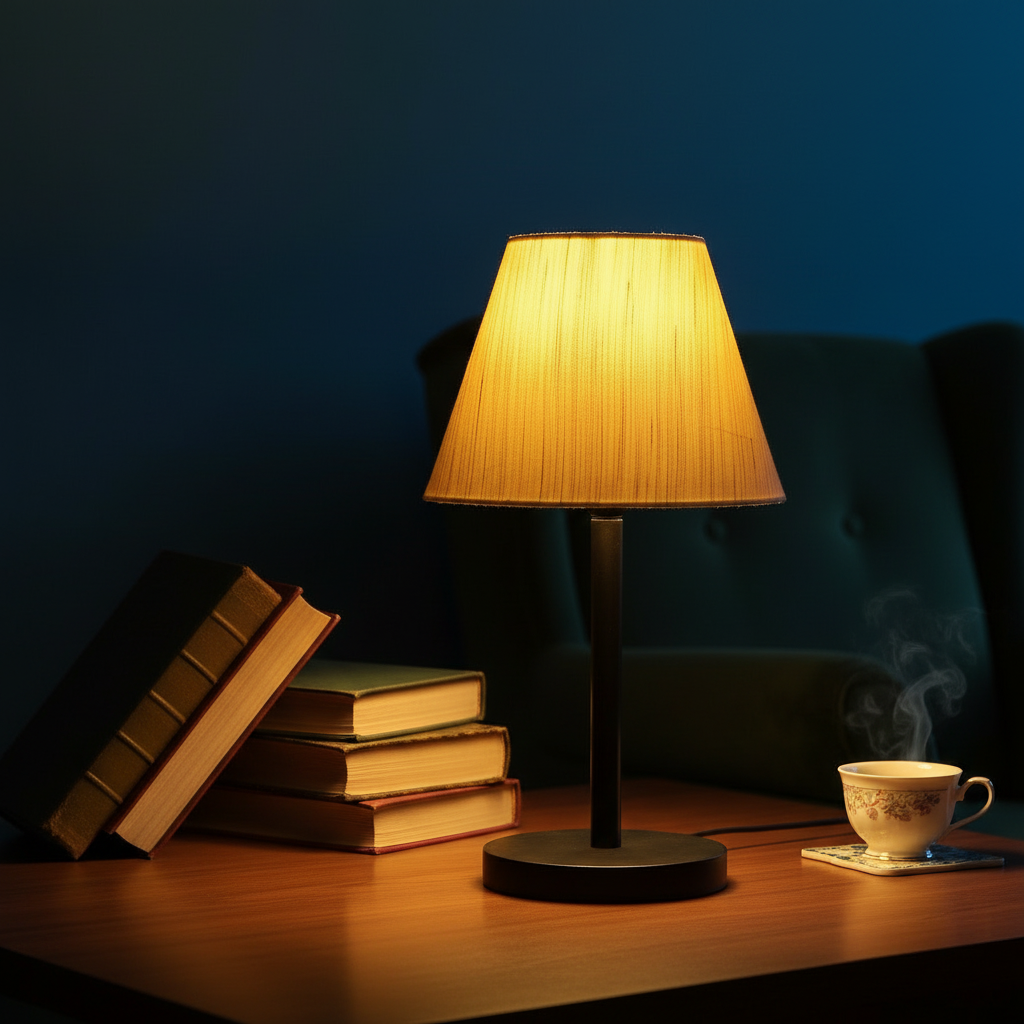 Black Bedside Lamp with Fabric Shade Minimalist Lamp for Bedroom, Living Room & Office – Warm Ambient Nightstand Light(Cream Texture) - Image 2