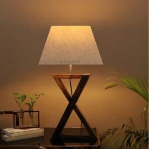 Natural Wood X-Cross Table Lamp Suitable For Bedroom Office And Living Room, Pack Of 1(Complete Set)
