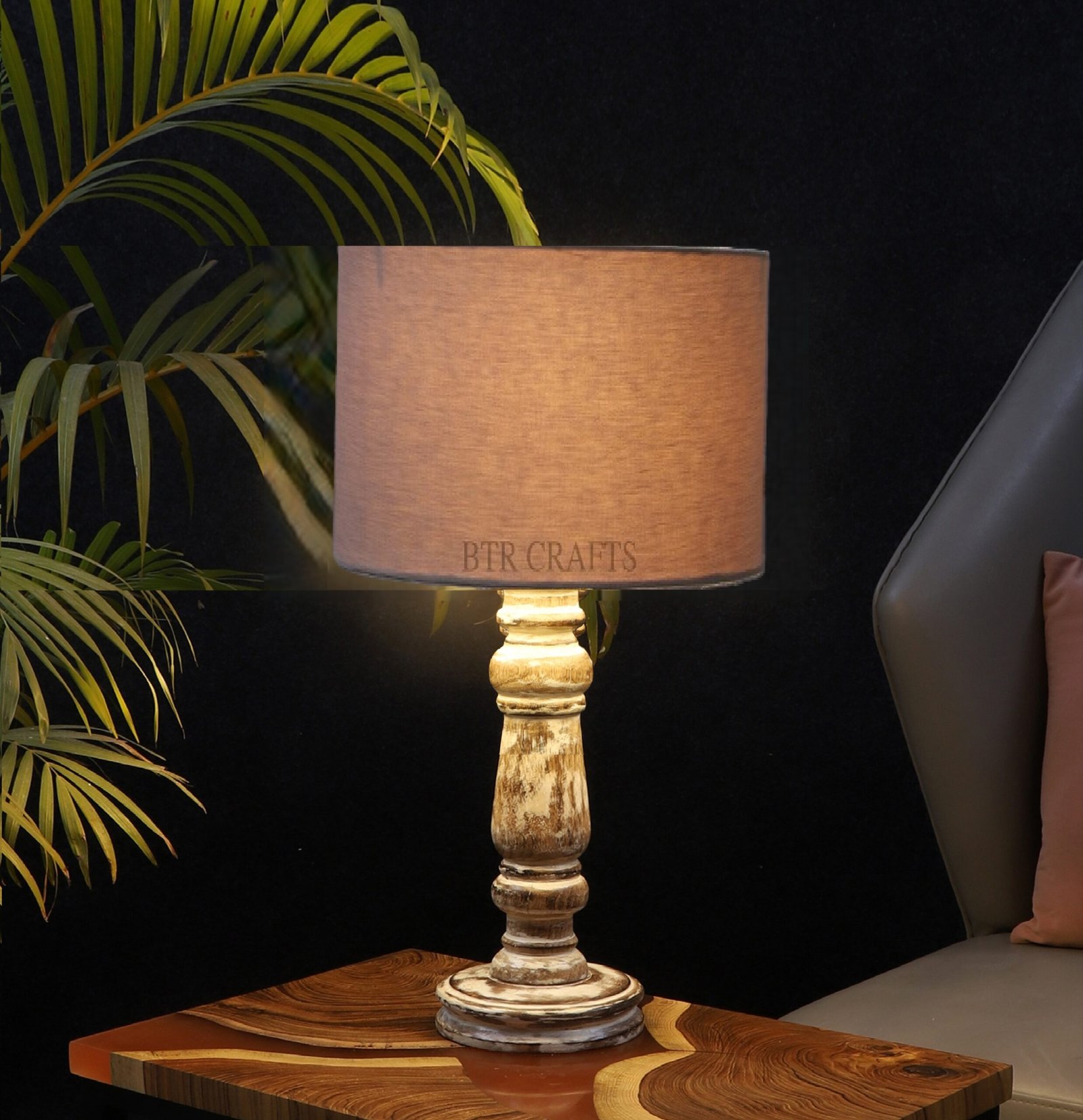 Retro Wooden Table Lamp Suitable For Bedroom Office And Living Room, Pack Of 1(Complete Set)