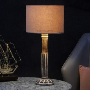Vintage Wooden Table Lamp Suitable For Bedroom Office And Living Room, Pack Of 1(Complete Set)