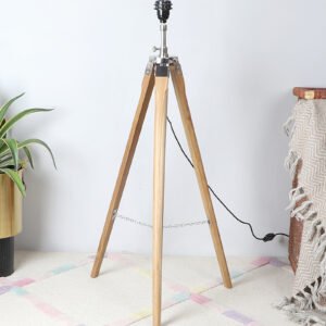 Elegant Wooden Tripod Brown Polished Contemporary Suitable For Floor Lamp