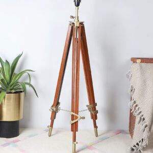 Industrial Wooden Tripod Brown Polished Contemporary Suitable For Floor Lamp