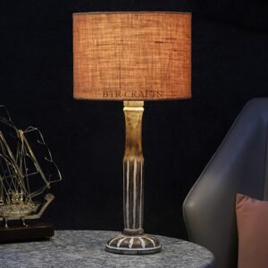 Vintage Wooden Table Lamp Suitable For Bedroom Office And Living Room, Pack Of 1(Complete Set)