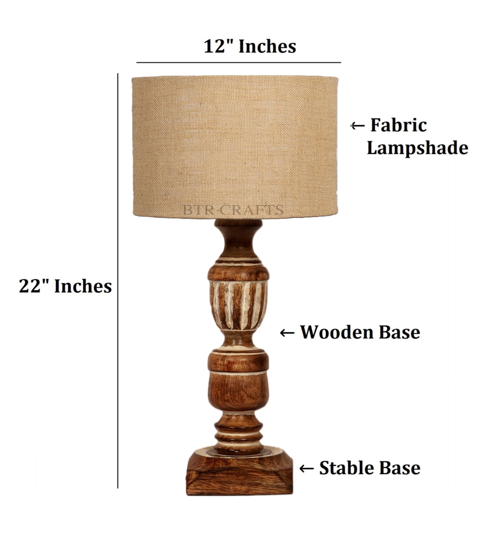 Rustic Wooden Table Lamp Suitable For Bedroom Office And Living Room, Pack Of 1(Complete Set) - Image 3