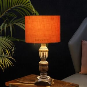 Rustic Wooden Table Lamp Suitable For Bedroom Office And Living Room, Pack Of 1(Complete Set)