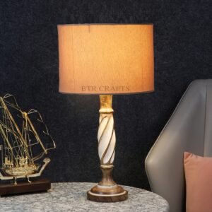 Twister Wooden Table Lamp, Side Table lamp for Bedroom, Night Table lamp Complete Set-(Premium Jute)