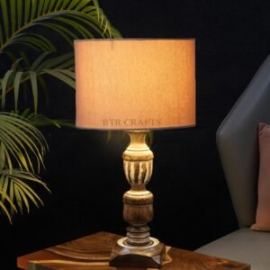 Rustic Wooden Table Lamp Suitable For Bedroom Office And Living Room, Pack Of 1(Complete Set)