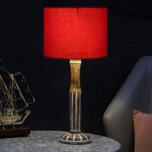 Vintage Wooden Table Lamp Suitable For Bedroom Office And Living Room, Pack Of 1(Complete Set)