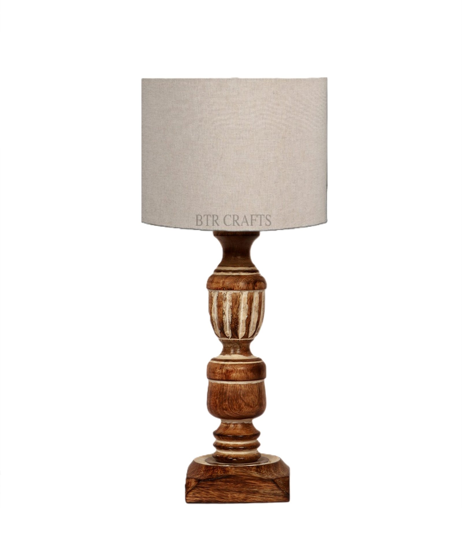 Rustic Wooden Table Lamp Suitable For Bedroom Office And Living Room, Pack Of 1(Complete Set) - Image 3