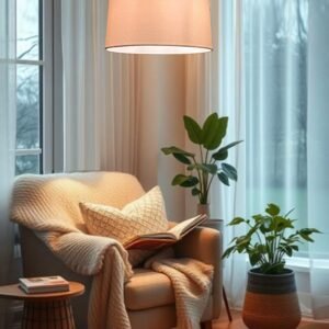 Pack of 2 |12'' Cream Hanging Shade, Decorative Light Lamp for Living Room, Home, Bedroom, Home Décor Lightning, Black/Silver Canopy