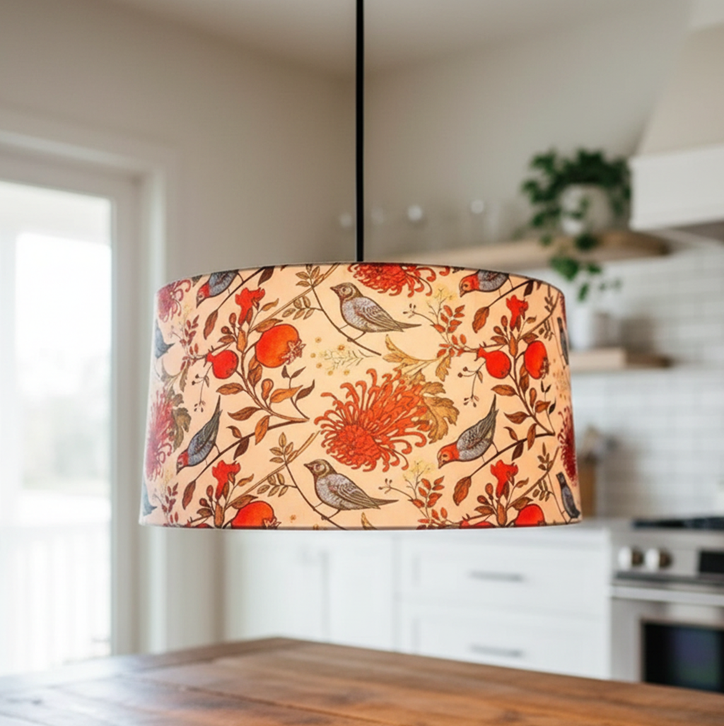 BTR Crafts Pack of 2 |18'' Printed Bird Hanging Shade, Decorative Light Lamp for Living Room, Home, Bedroom, Home Décor Lightning, Black/Silver Canopy