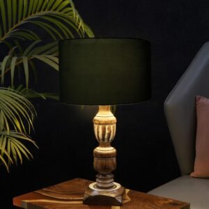 Rustic Wooden Table Lamp Suitable For Bedroom Office And Living Room, Pack Of 1(Complete Set)