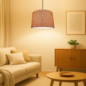 Pack of 2 |12'' Premium Jute Hanging Shade, Decorative Light Lamp for Living Room, Home, Bedroom, Home Décor Lightning, Black/Silver Canopy