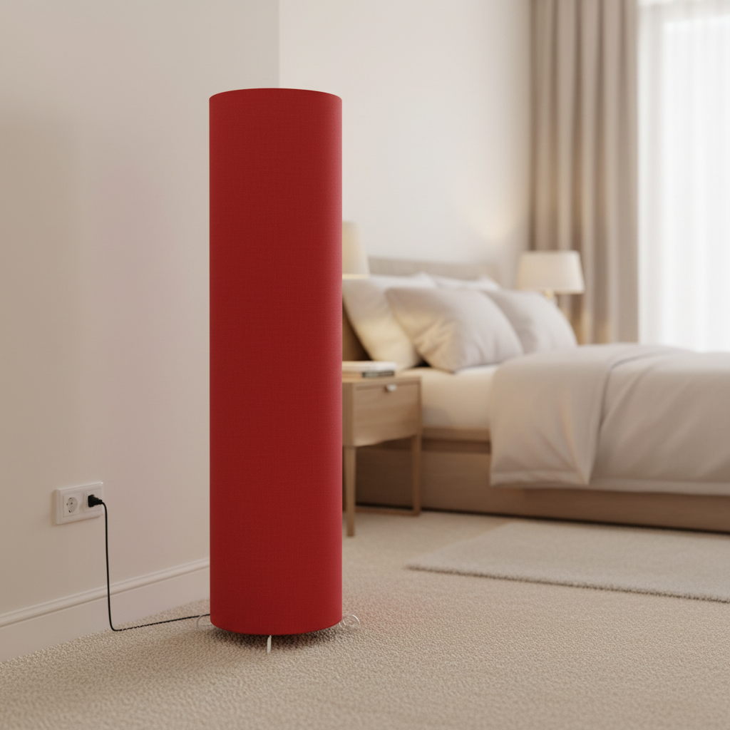 Cylinder Shape Floor Lamp with Metal Base – Modern Corner Light (RED) - Image 5