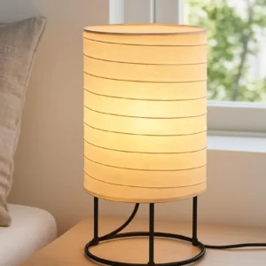 BTR CRAFTS Minimalist Japanese Rice Paper Table Lamp – Soft Ambient Light for Bedroom, Living Room, or Zen-Inspired Interiors