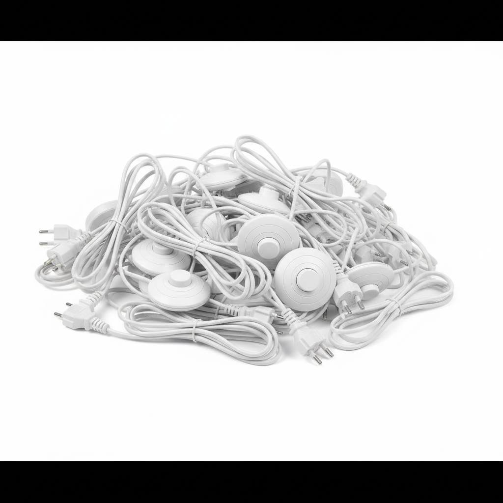 Long Copper Wire with Footer Switch On/Off Button for Floor Lamps (1.5 Meter, 60 Inch, White)- Set Of 50 - Image 3