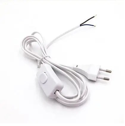 Long Copper Wire With Bed Switch On Off Button For Table Lamps (1.5 Meter, 60 Inch, White)- Set Of 50