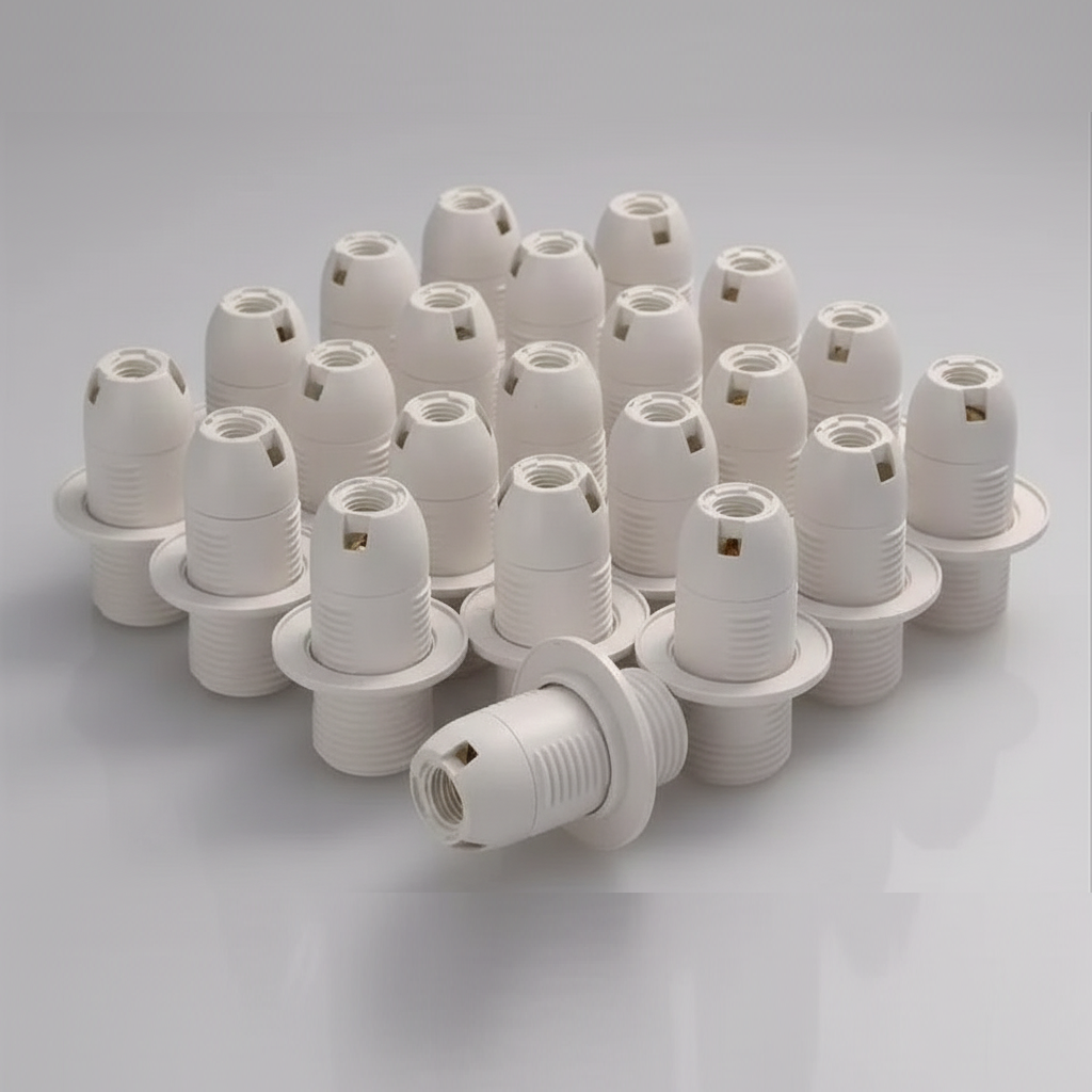 E14 Full Ring Holder, B15 Base | Small Screw Bulb Holder for Table Lamp, Wall Light & DIY Lighting Fixtures (Pack of 50)