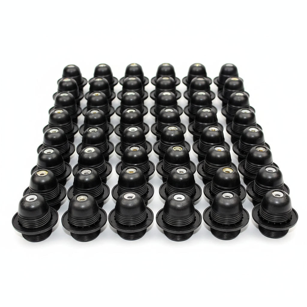 E27 Black Full Ring Holder | Bulb Holder for Table Lamp, Wall Light & DIY Lighting Fixtures (Pack of 50) - Image 2